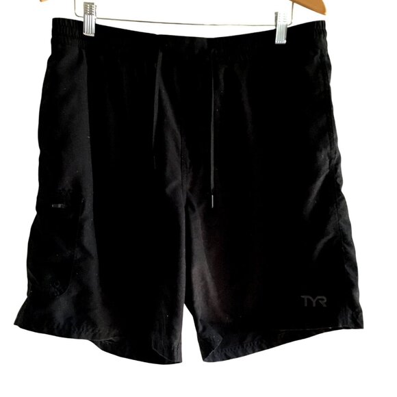 TYR Men's Black Swim Trunks with Elastic Waist & Drawstring Size XL - Picture 1 of 5